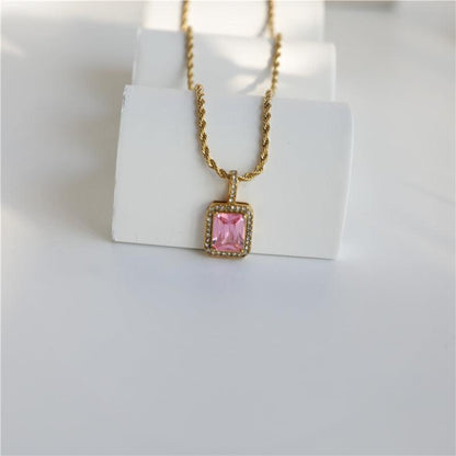 Women's 18K Gold Plated Hip Hop Gemstone Necklace Clavicle Chain - BUNNY BAZAR