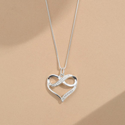 Love Necklace Female Simple Heart-shaped 8-character Necklace Light Luxury Inlaid Zirconium Sterling Silver Clavicle Chain - BUNNY BAZAR