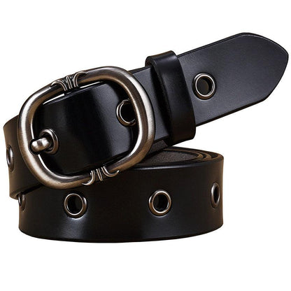 Ladies Belt Leather Belt Fashion Two-layer Cowhide Alloy Pin Buckle Belt - BUNNY BAZAR