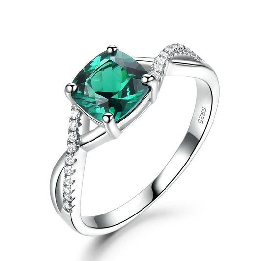 S925 Sterling Silver Emerald Ladies Ring - BUNNY BAZAR