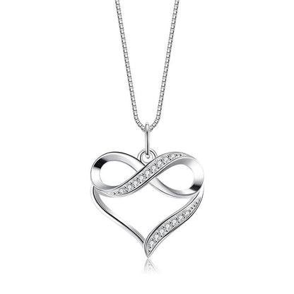 Love Necklace Female Simple Heart-shaped 8-character Necklace Light Luxury Inlaid Zirconium Sterling Silver Clavicle Chain - BUNNY BAZAR