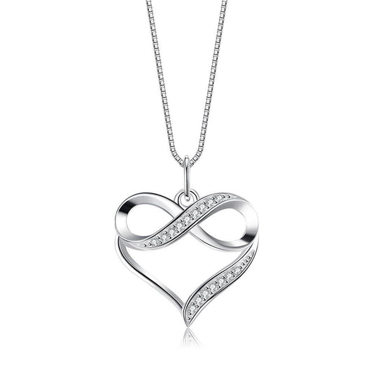 Love Necklace Female Simple Heart-shaped 8-character Necklace Light Luxury Inlaid Zirconium Sterling Silver Clavicle Chain - BUNNY BAZAR